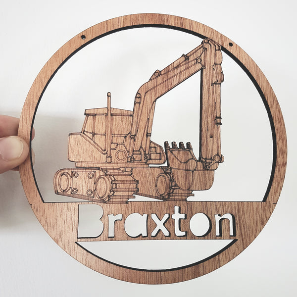 Digger personalised wall hanging