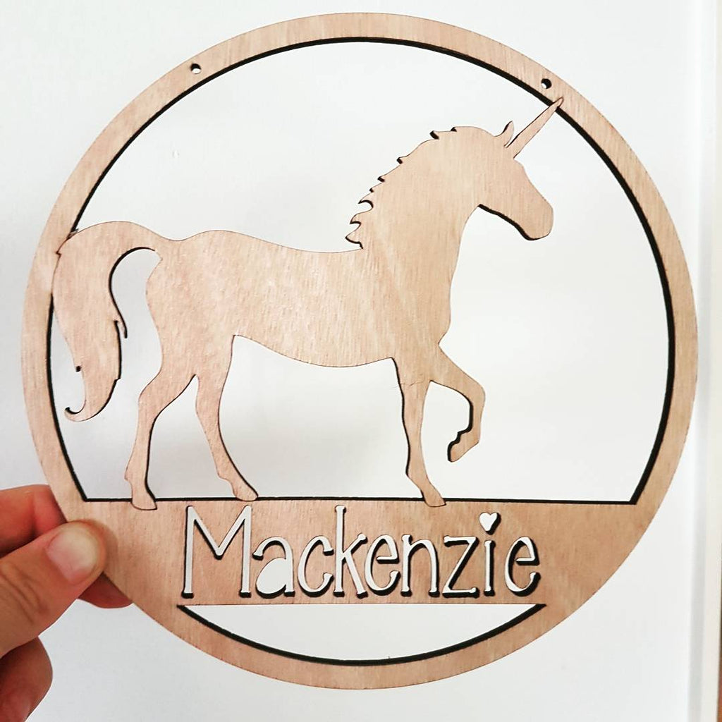 Unicorn personalised wall hanging