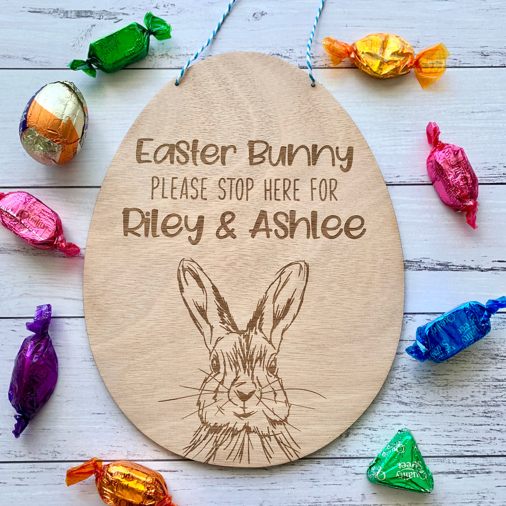 Easter bunny please stop here sign