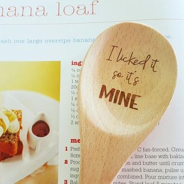 "I licked it" wooden spoon