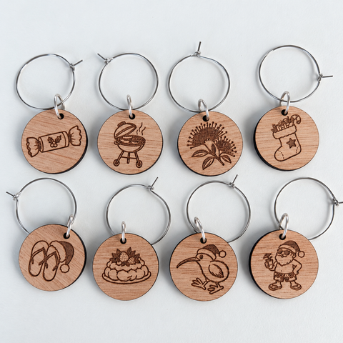 Wine charms - Kiwi Christmas